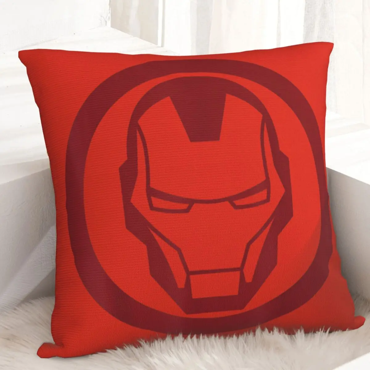 Taie d'oreiller carrée Iron Man avec emblème de visage tombant rouge, housse de coussin moderne, taies d'oreiller pour chaise, canapé, décoration de la maison