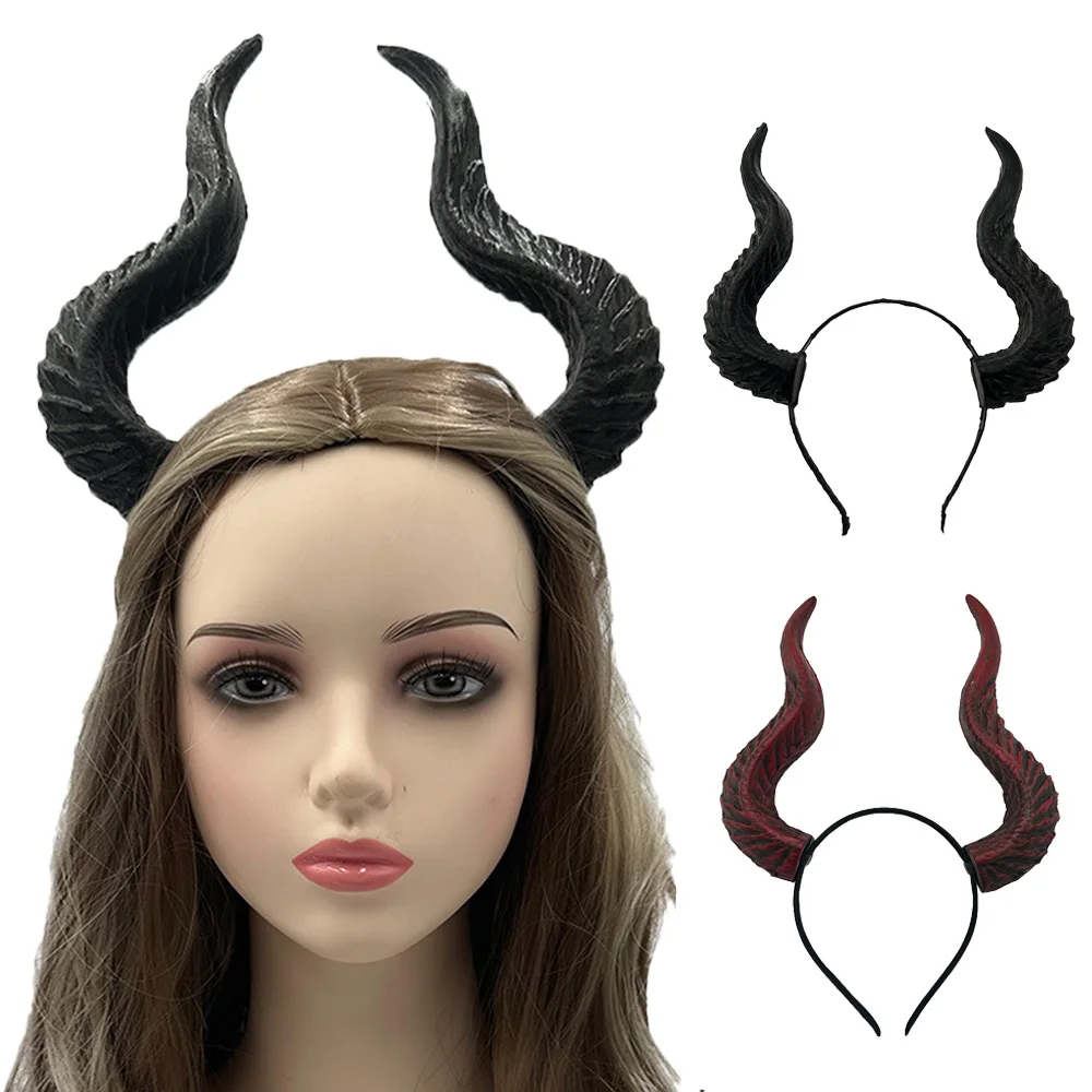 Devil Demon Horn Headwear Headpiece Cosplay Animal Black Sheep Gothic Horns Headband Halloween Party Costume Props Gifts