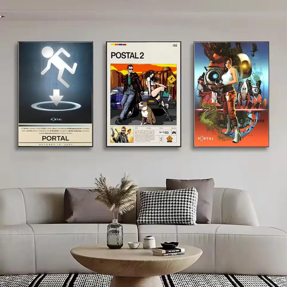 Famous Game P-Portal 2 Painting Calligraphy Stylish Canvas Poster Wall Art for Bedroom Living Room Study Home Decor Gift