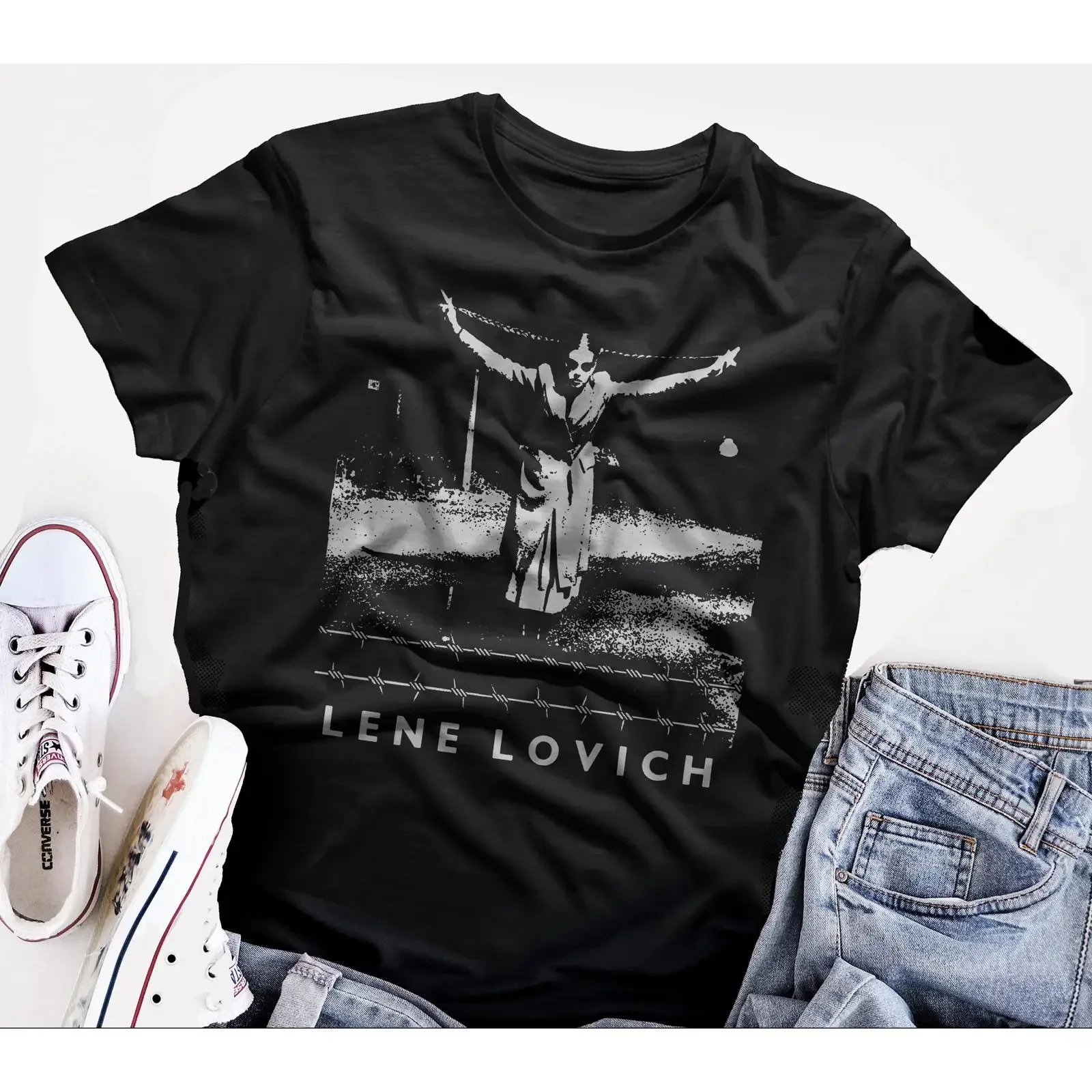 Lene Lovich T shirt screen print short sleeve cotton vintage Washed Comfortable streetwear Top For Everyday Wear Slightly