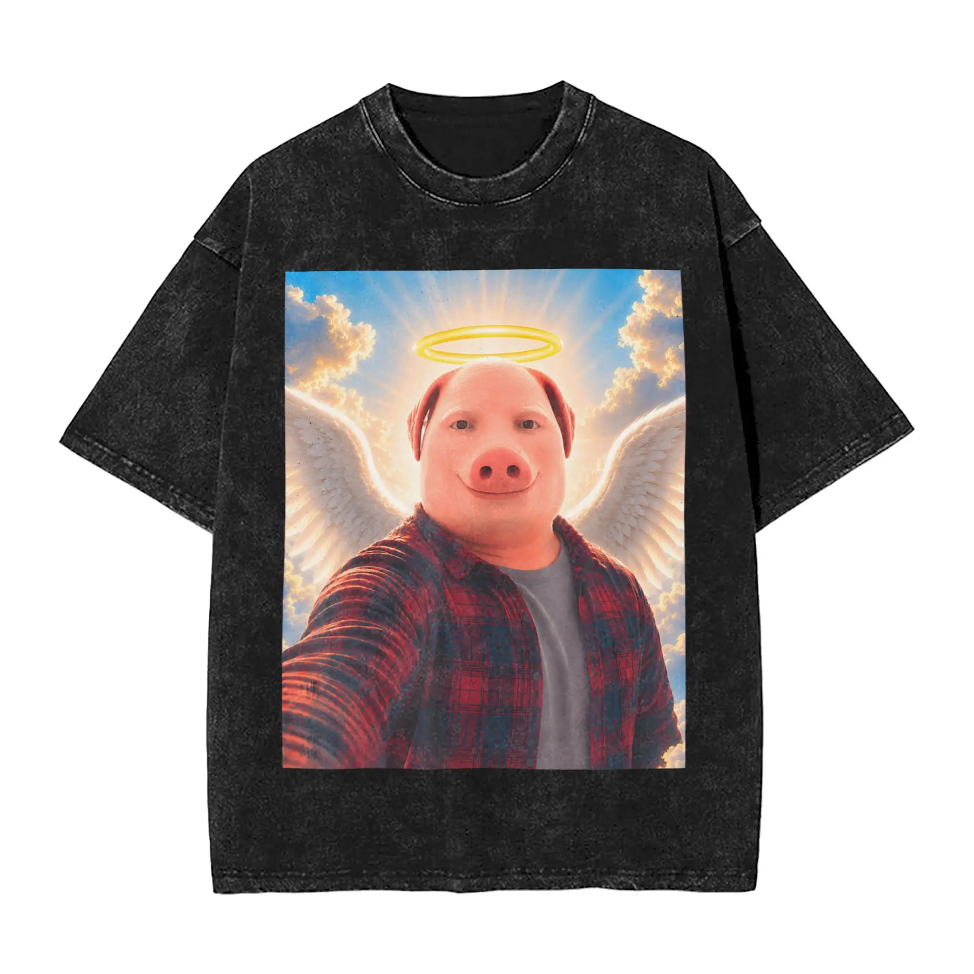 Angel John Pork Funny is Calling Phone T Shirts Men 100% Cotton Novelty T-Shirts Crewneck  Tees Short Sleeve Clothing Original