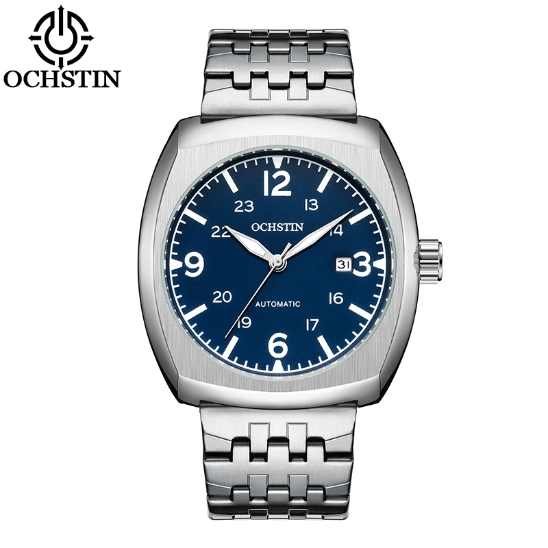

Мужские часы OCHSTIN в стиле ретро, автоматические механические часы с календарем, стальной ремешок, светящиеся мужские наручные часы, деловой подарок