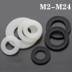 10-200Pcs M2 M2.5 M3 M4 M5 M6 M8 M10 M12- M24 Plastic Nylon Flat Washer Plane Spacer Insulation Gasket Ring for Screw 0.5-3mm