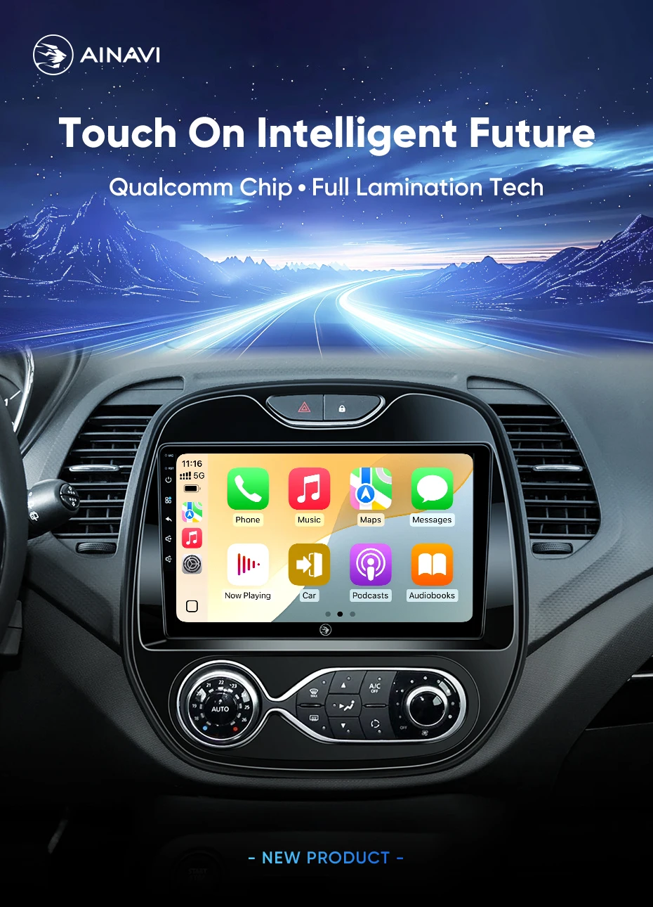 Ainavi Autoradio für Renault Kaptur Captur Clio Samsung QM3 2013-2020 Kabelloses Carplay Multimedia Android Auto 4G Stereo 2Din – Detail 3