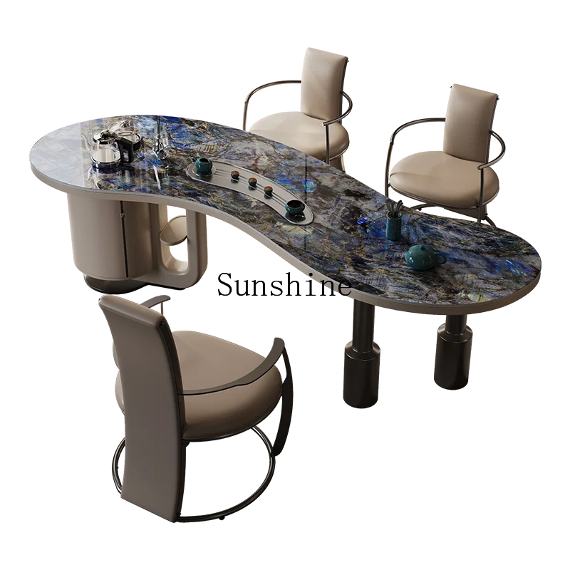 

Modern simple balcony tea table living room Italian home premium tea table luxury stone slate