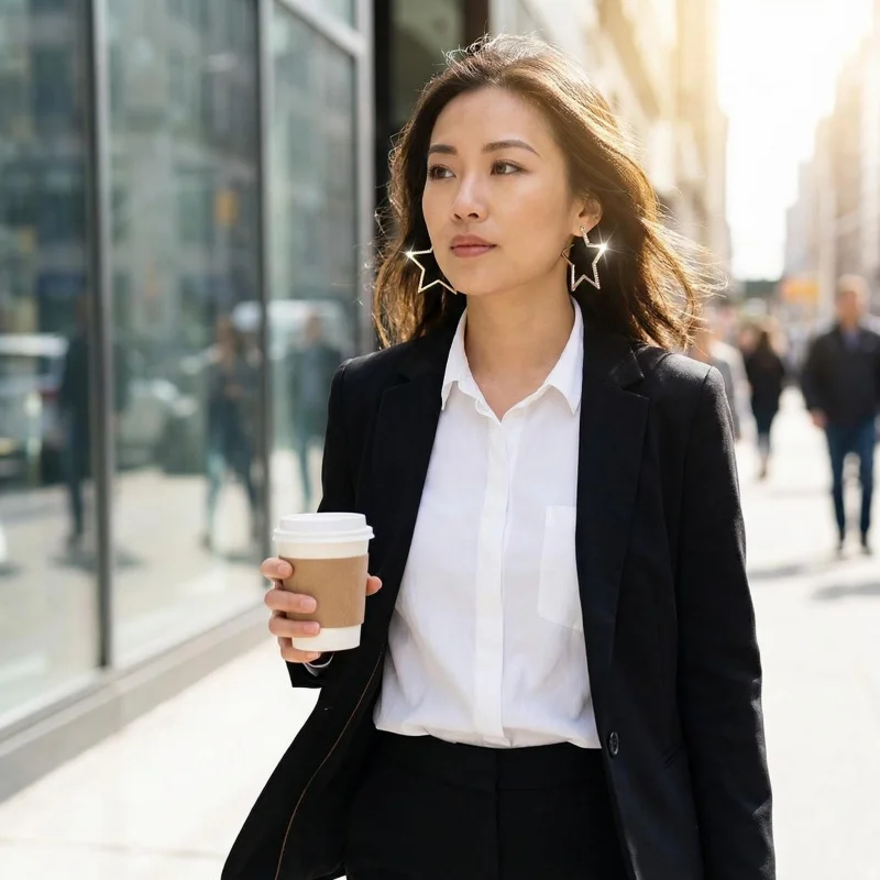 

Серебряные серьги-гвоздики в форме пятиконечной звезды, модель 2026 года, подходят для женщин. Простой металлический дизайн в форме полой звезды.