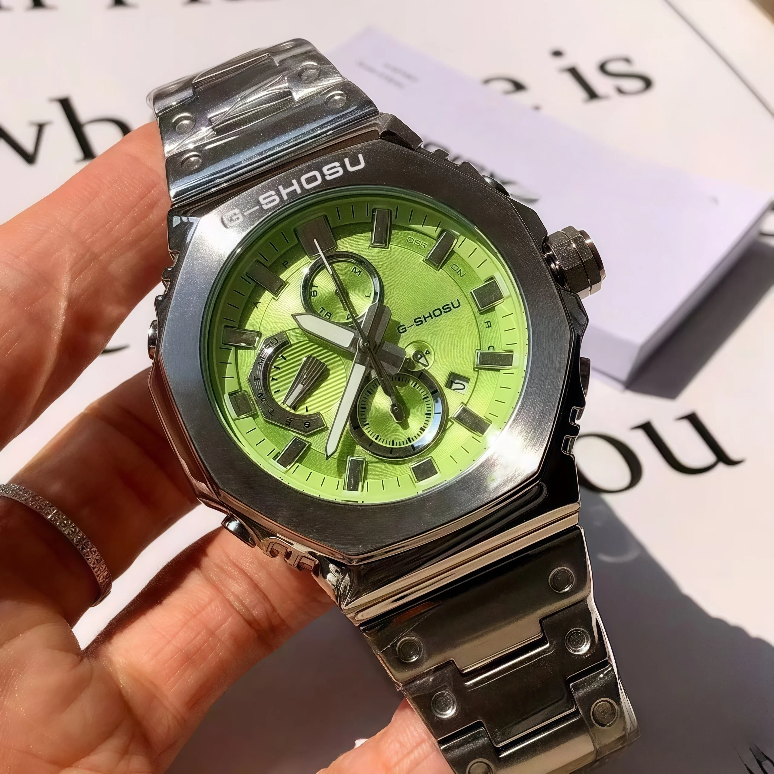 Orologio sportivo unisex al quarzo GMC World Time Acciaio inossidabile Quadrante grande Bussola Tutte le lancette Serie operativa 170g