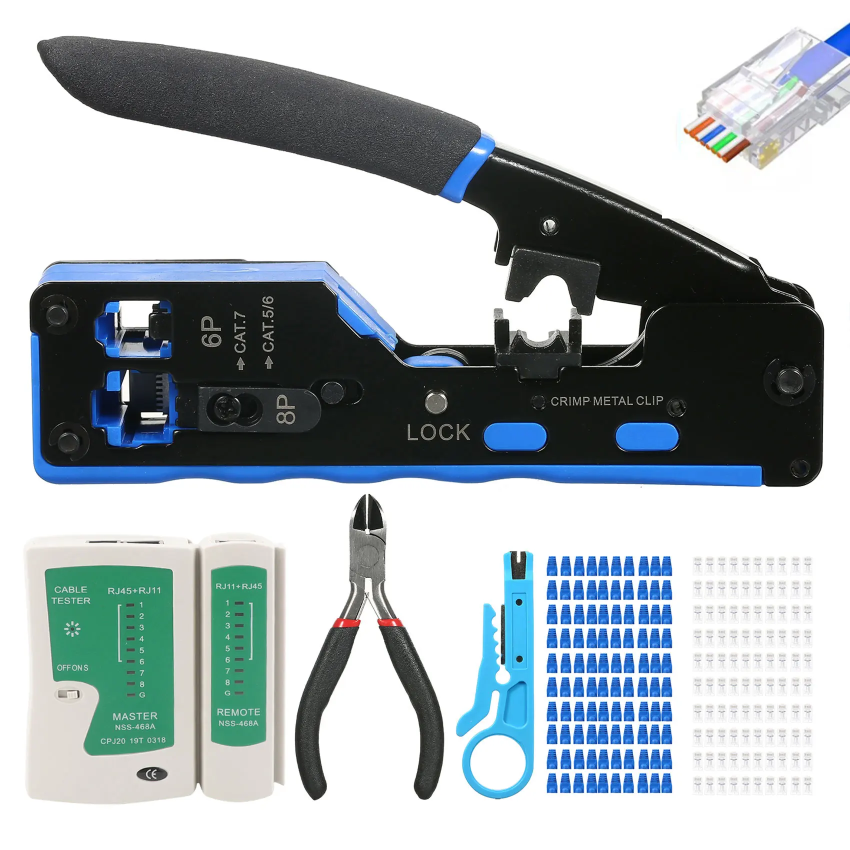 

Category 6 network pliers set CAT6 network pliers 8P6P network cable crimping tool straight through crystal head crimping pliers