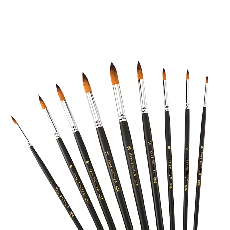 9 Pcs/Set Nylon Watercolor Brush Set DIY Watercolor Painting Oil Painting Acrylic Painting Round Long Handle Brush Art Supplies