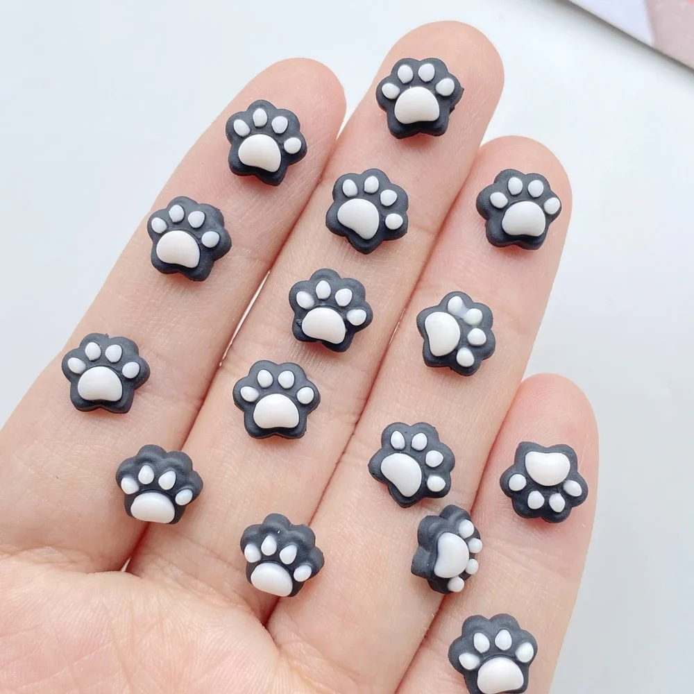 50pcs Mixed Resin Cartoon Mini Cat Paw Flatback Rhinestone Figurines Nail Art DIY Party Scrapbook Accessories Crafts