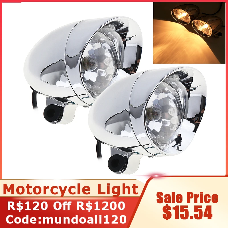 2Pcs / Lot 10W 12V Universal Motorcycle Headlights Motorbike Retro Bullet Fog Light Auxiliary Light Fit for Motorcycle Motorbike