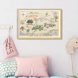 Winnie The Pooh Original Aker Map Art Prints Classic Cartoon Poster 100 Acre Wood Map Canvas Painting Girls Room Boys Room Decor