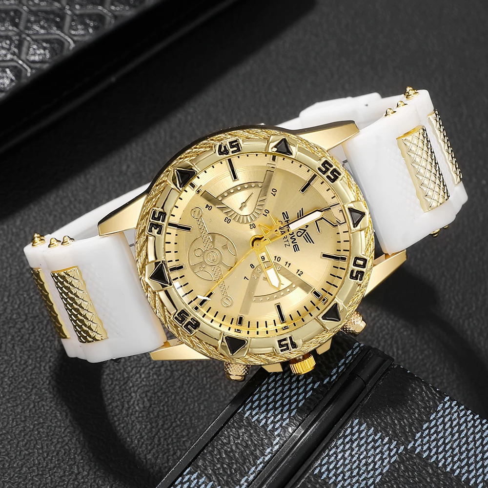 Набор силиконовых мужских часов с дизайном головы льва, удобные аксессуары для наручных часов для активных мужчин