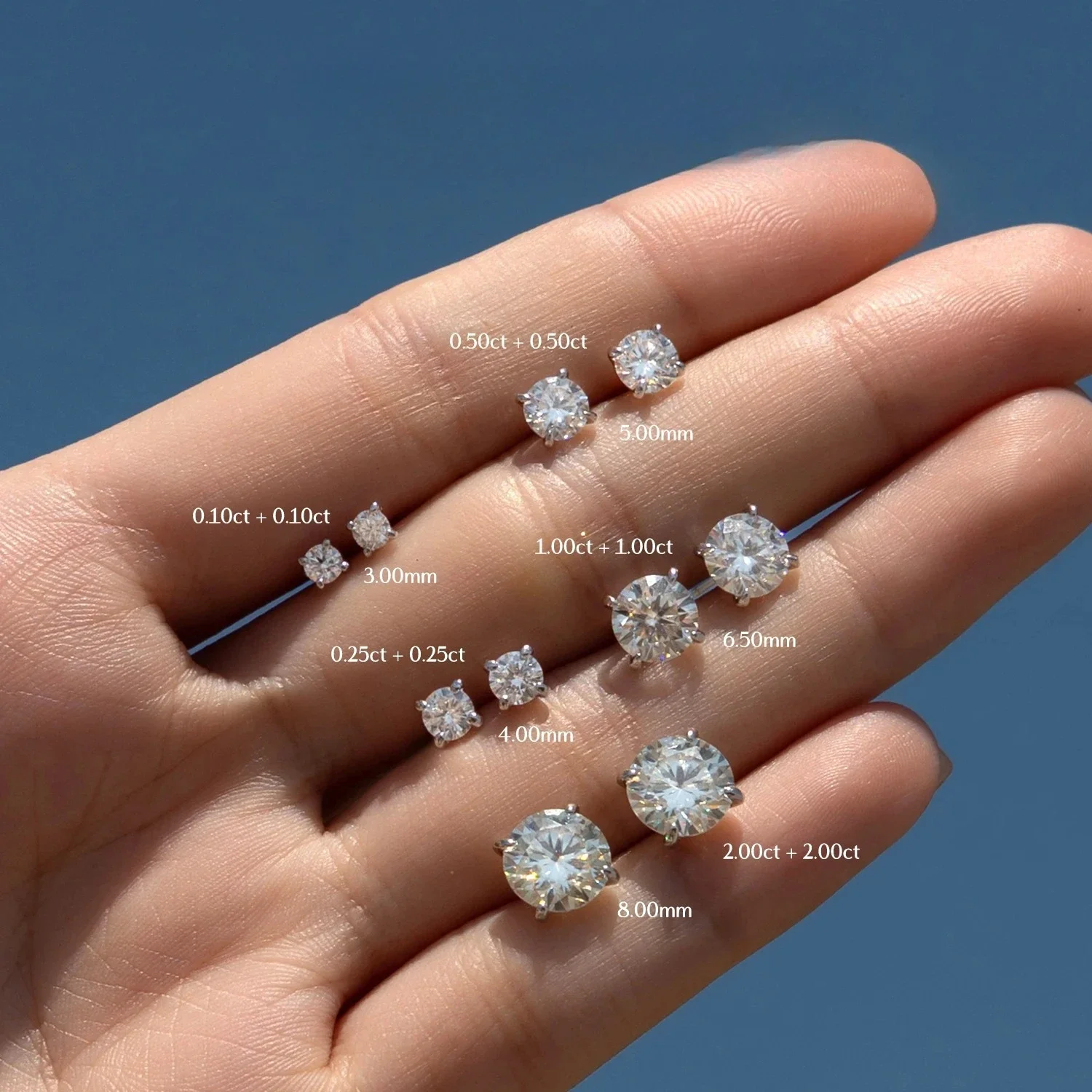 

5 Sizes D Color Moissanite Earrings 925 Sterling Silver Sparkling Luxury Stud Earring For Women Wedding Fine Ladies Jewelry