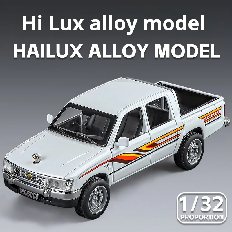 

1/32 Toyota Hilux Off Road Pickup Truck Alloy Metal Diecast Model Pull Back Baby Toy Trendy Collect Ornament Kids Gift