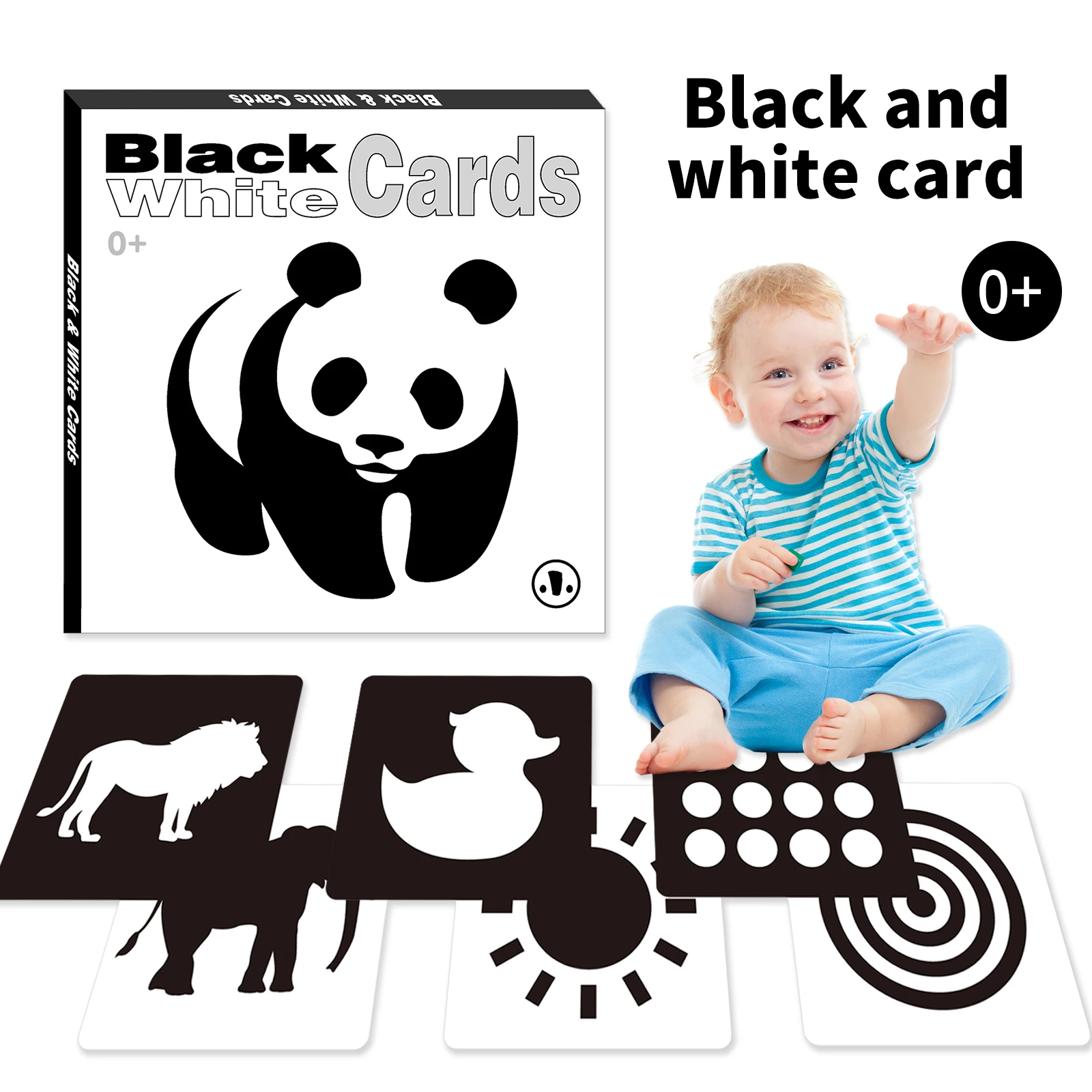 Black & White Visual Stimulation Cards: 0-2 Years, Vision Exercise, Cognitive Enhancement, Early Learning, First Gift