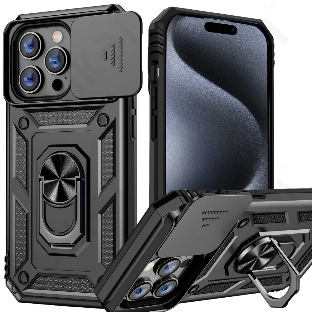 Case  for iPhone 16 15 14 13 12 11 Pro Max XS XR 8 Plus SE 2024 Kickstand Slide Camera Protection Rugged  Drop Shockproof Cover