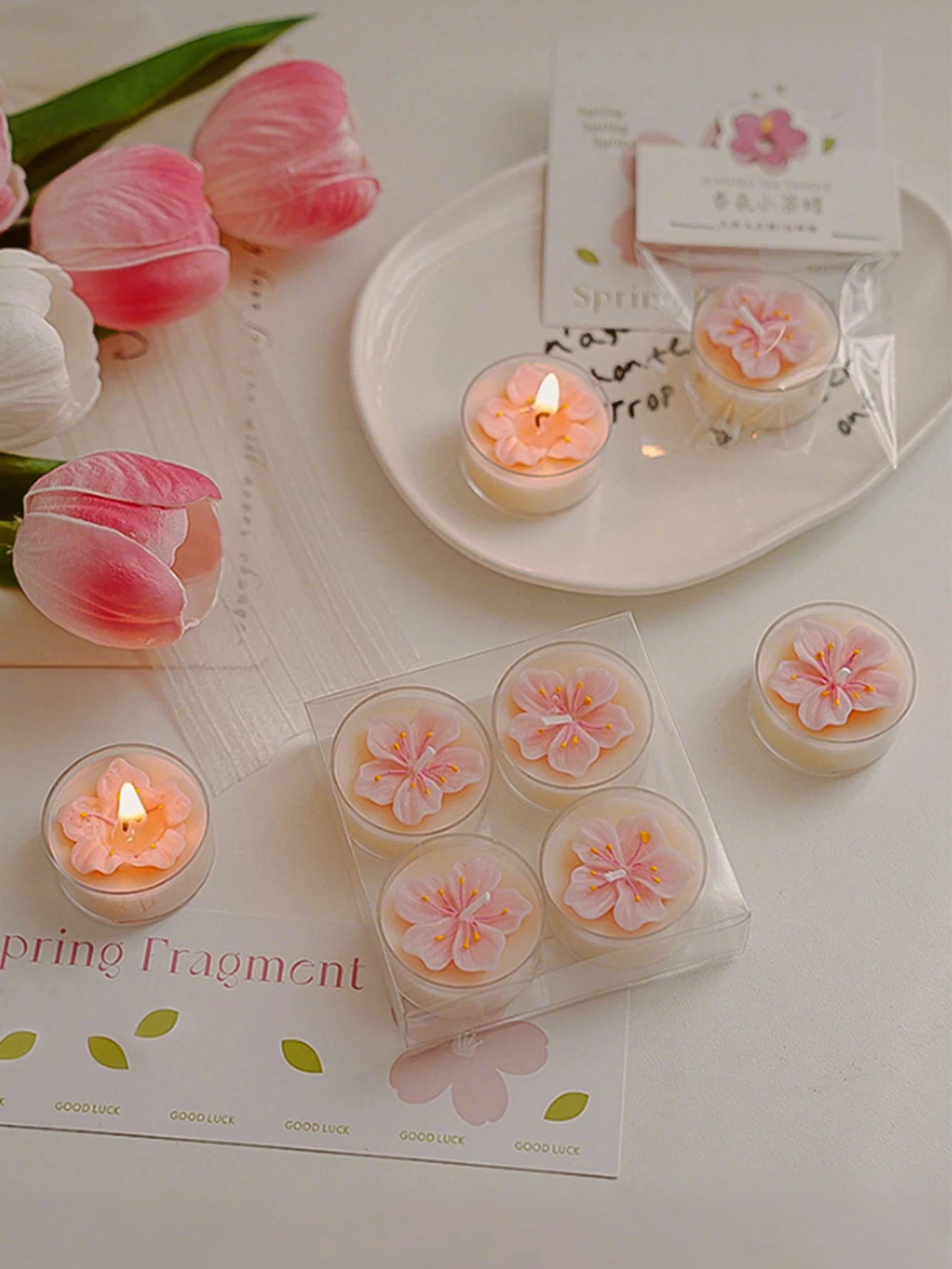 1pc/4pcs One peach blossom tea wax, room decoration, gift for mother, wedding table decoration, wedding souvenirs, the perfect g