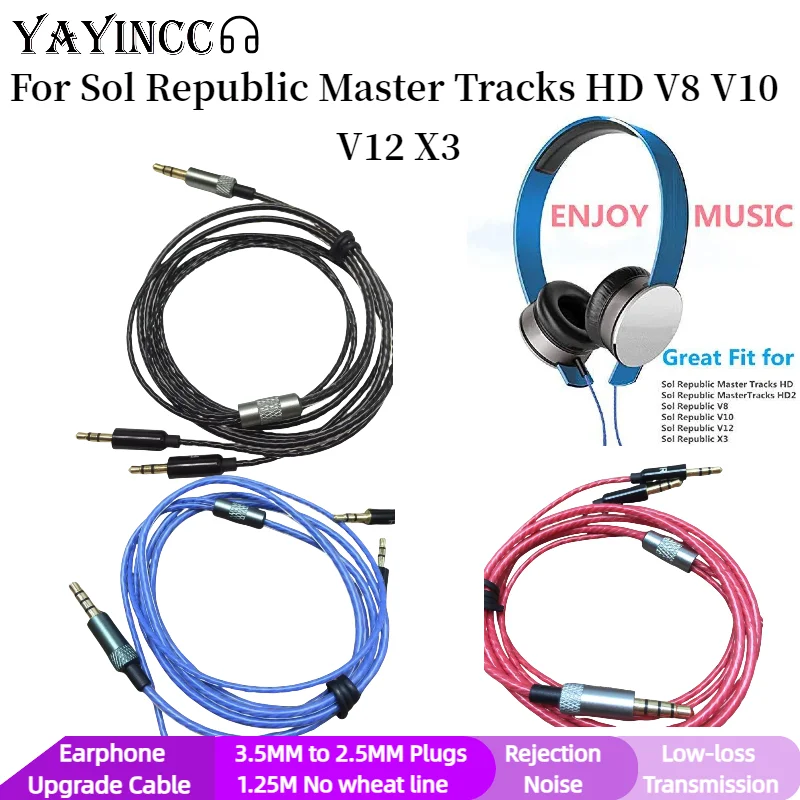 

YAYINCC Flexural Replacement 1.2m Audio Cable Without Mic/ For Sol Republic Master Tracks HD V8 V10 V12 X3 Headphone Audio Cable