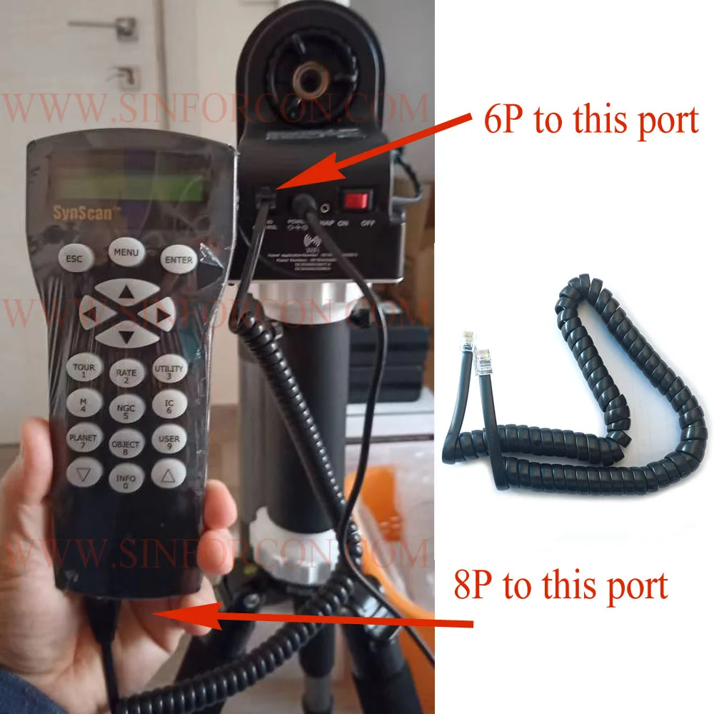 RJ45/8P to RJ12/6P Coiled/Spiral/Curled Cable for AZGTI Scope/Mount 6P HC Port to Synscan 8P Control Cable