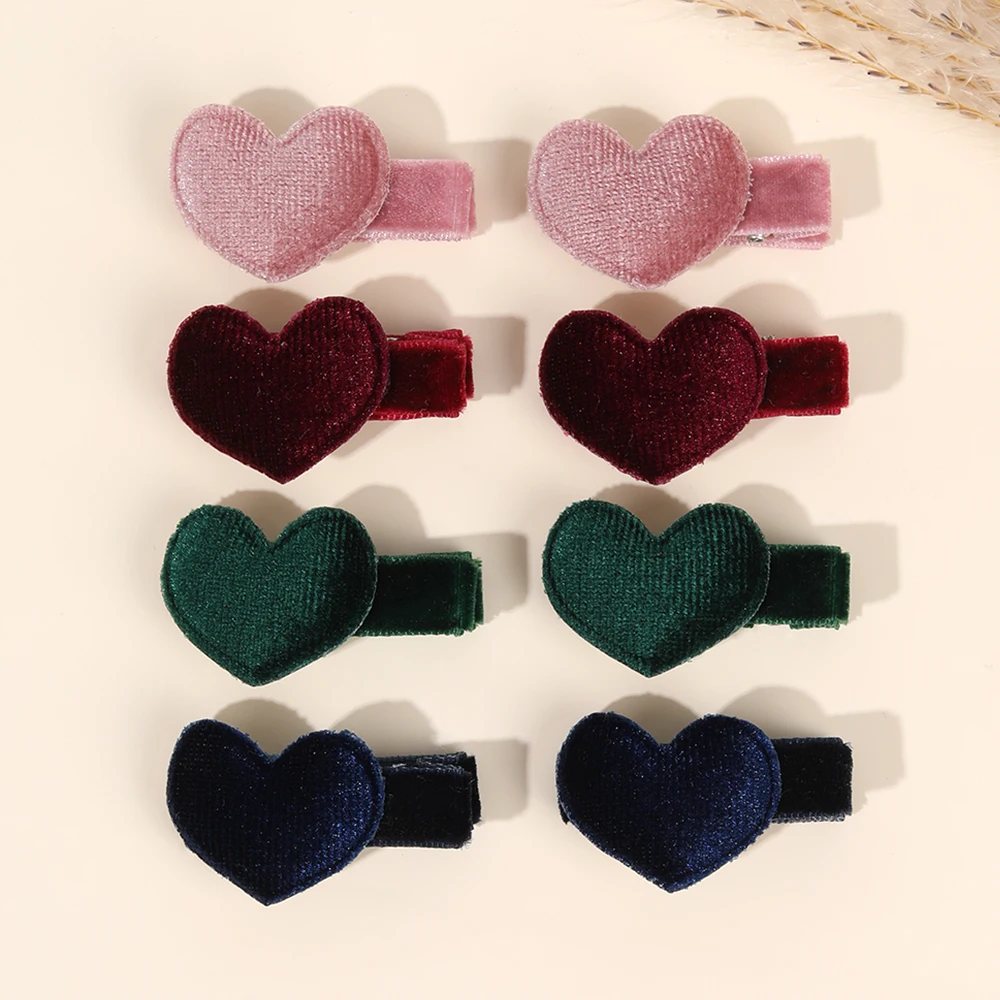 ncmama 8PCS Red Love Heart Velvet Bow Hair Clips for Toddler Girls Cute Winter Bowknot Hairpins Baby Barrettes Hair Accessories