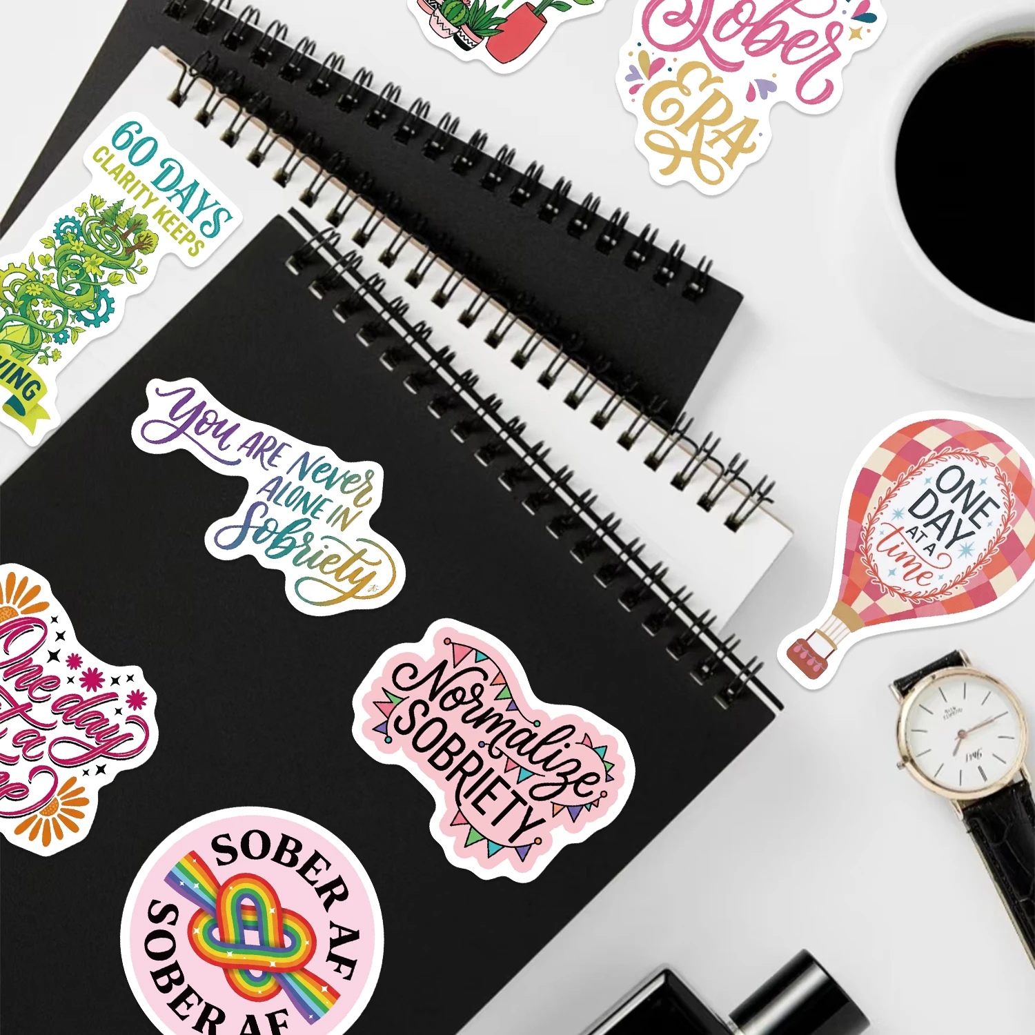 50pcs Quit Drinking Inspirational Quote Stickers Pack Positive Decals for Water Bottle Laptop Phone Skateboard Helmet Gifts for