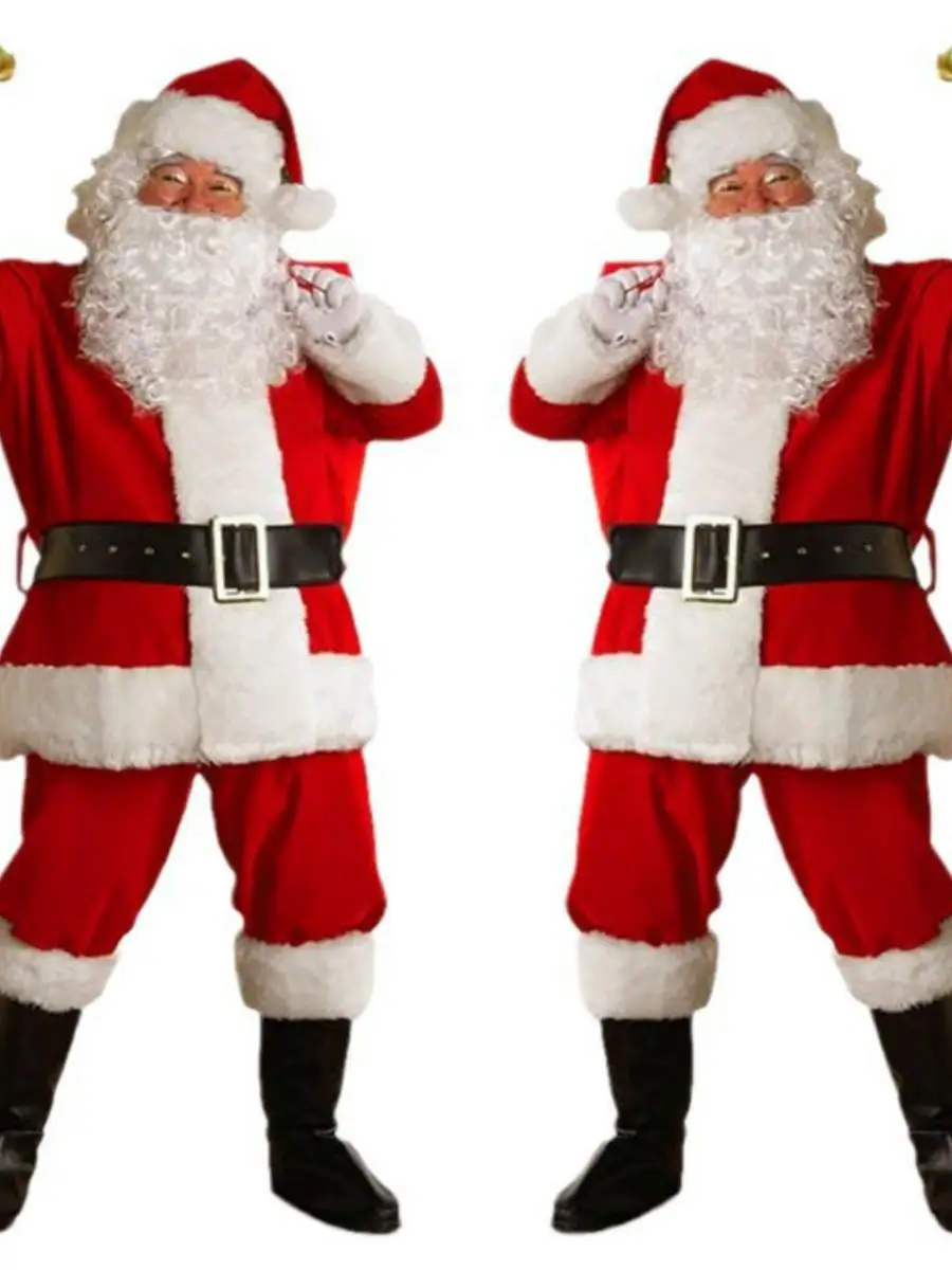 Nuevo disfraz de actuación de Claus de terciopelo dorado para hombres adultos, traje loween ow, traje ly, ropa para actuación en escenario