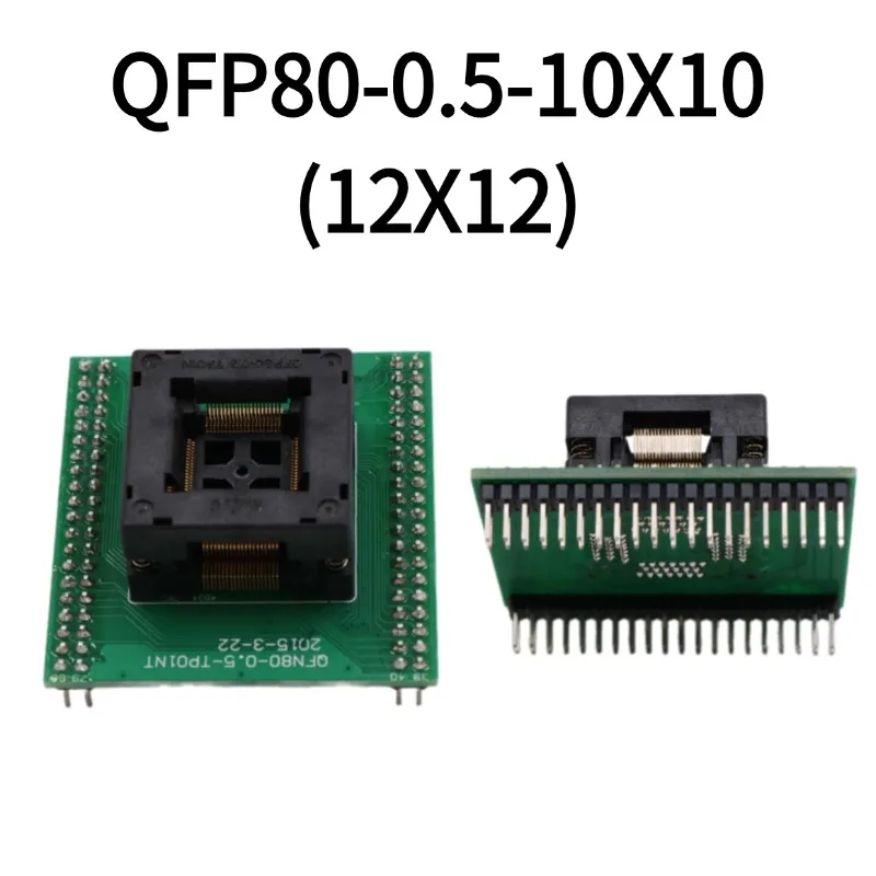 

QFP80 Single-Layer PCB Programming Socket, 0.5mm Pitch, 125°C High Temp, 10K Cycles, Chip Body 10X10mm (Excl Pins), 12X12mm (Inc