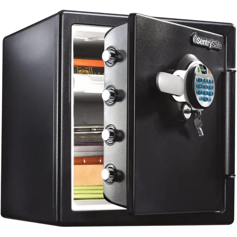 Fireproof and Waterproof Home Safe with Biometric Fingerprint Lock, Keypad, and Key Lock for Securing Money, Jewelry, Documents