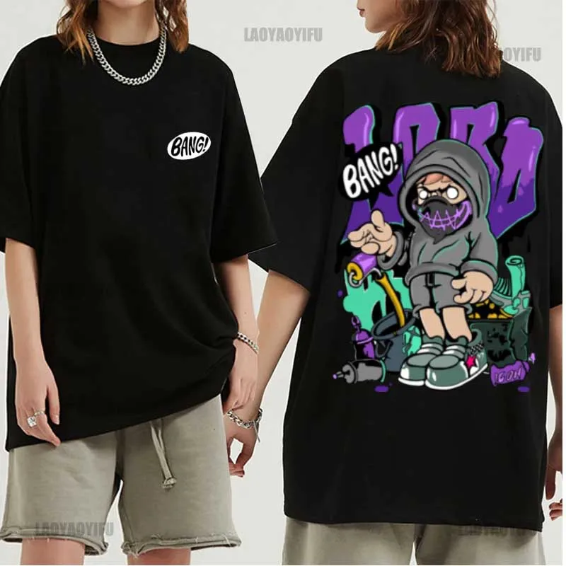 Bang Graffiti Printing Shirt Summer Casual Men's T-Shirt Street Fashion Short Sleeve Clothing Streetwear Hip Hop Cotton Harajuku