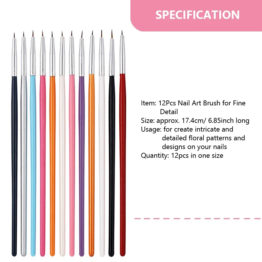 12pcs Köröm Mesterkedés ecsettel beállítása vel Apróra Alátét tipped professzionális fokozatú számára Befejezi manicura haza bestway Festés eszközök készlet