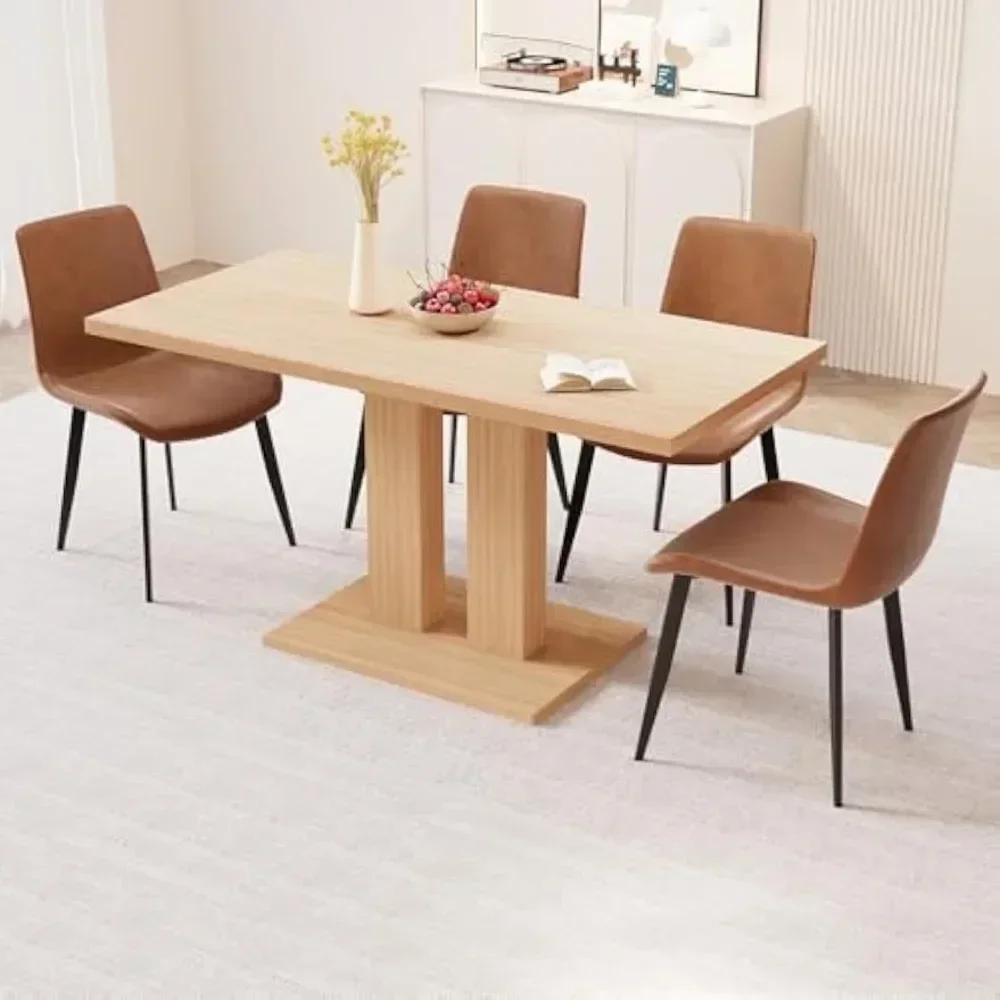 

Modern 46'' Kitchen Dining Table and Chairs, 5 Piece Rectangular Dining Table Set for Home, Kitchen, Living Room, Dining Room