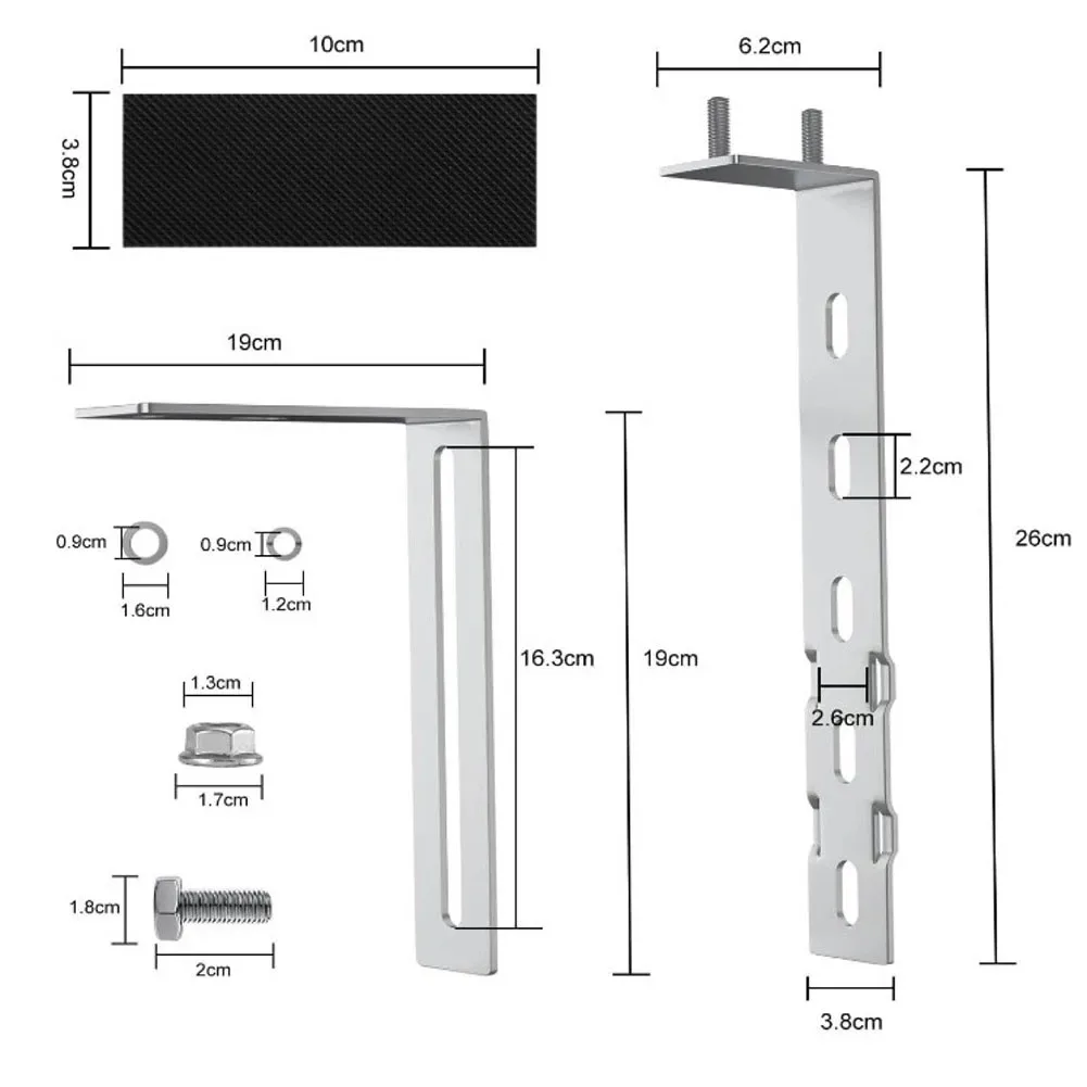 A Set Adjustable Solar Panel Holder Hook Photovoltaic Panel Bracket Mount Hook Rust-resistant For Balcony PV System Installation