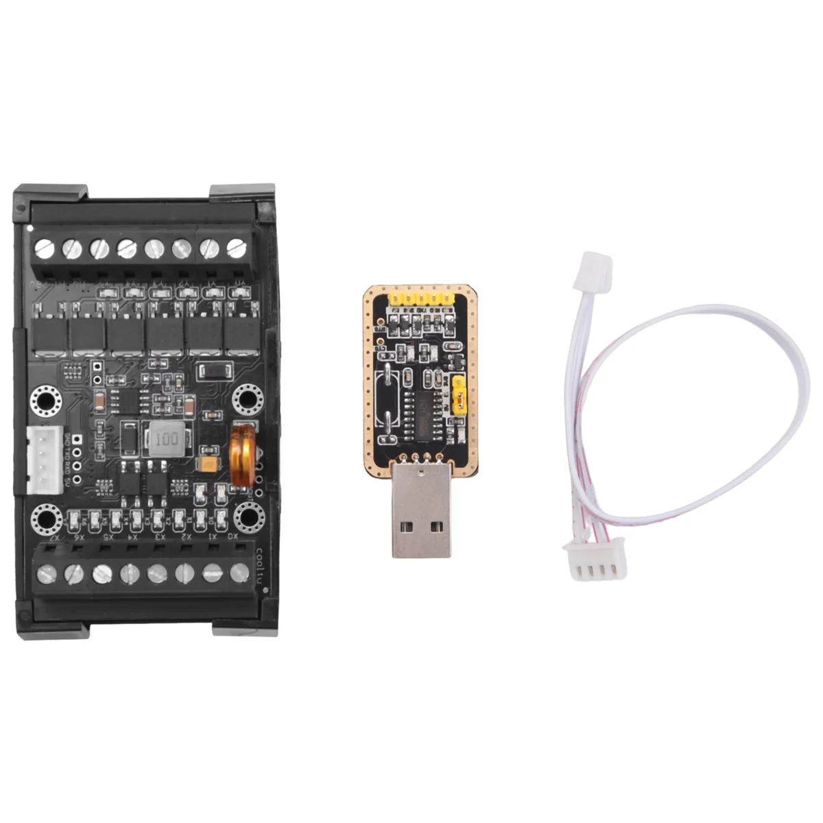 

FX1N-14MT PLC Industrial Control Board+Case+USB-TTL Cable PLC Module Analog Input/Output with Guide Rail