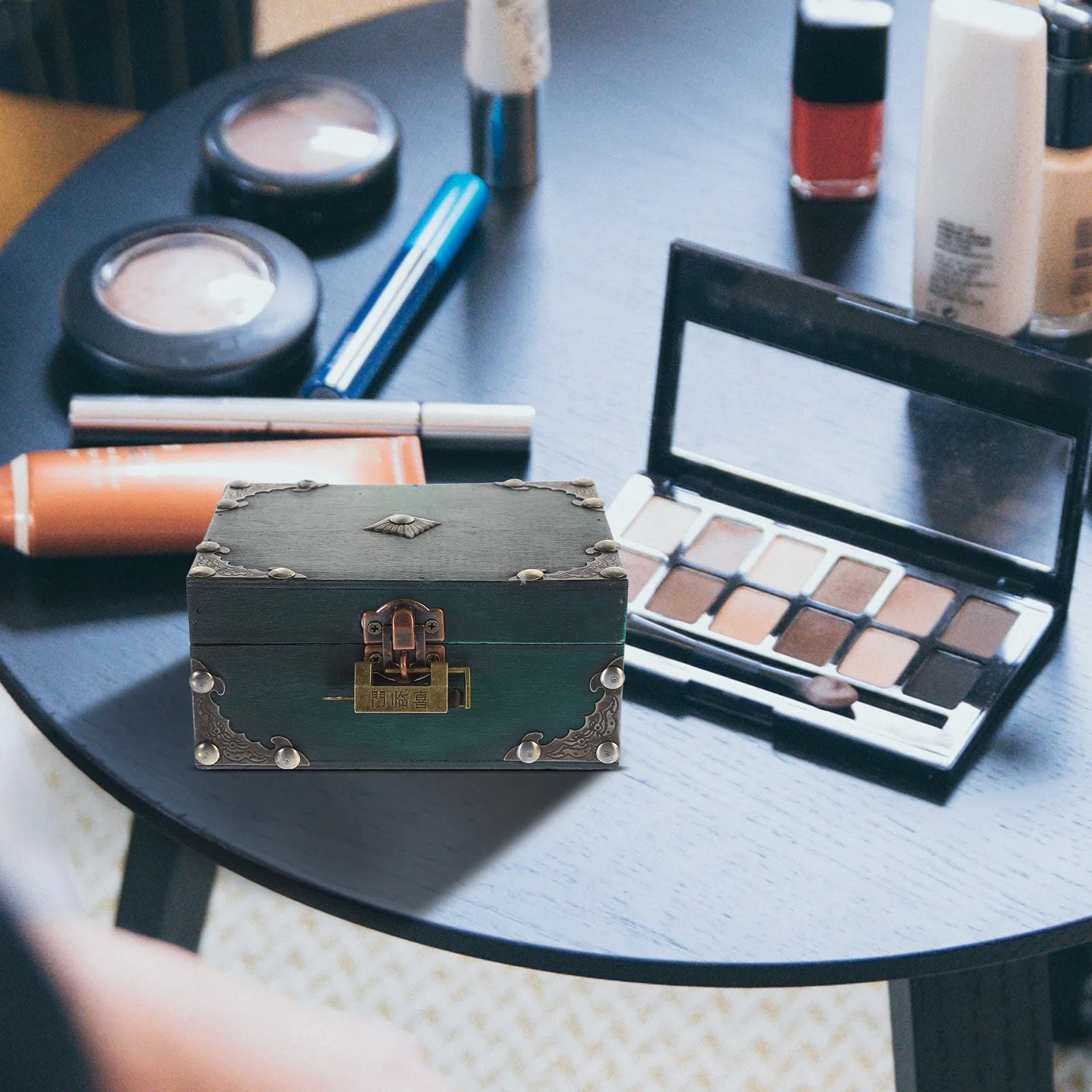 

Wooden Vintage Jewelry Organizer Small Storage Box Lock Decorative Trinket Case Retro Jewelry Storage for Bedroom Travel