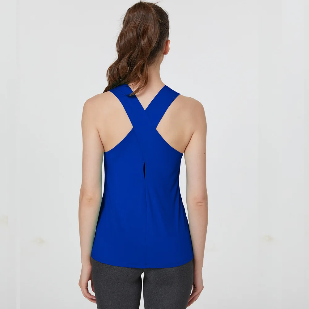Summer Sleeveless Yoga T-Shirt Women Loose Fitness Running Tank Top Breathable Quick Dry Gym Vest Female Workout Sportswear