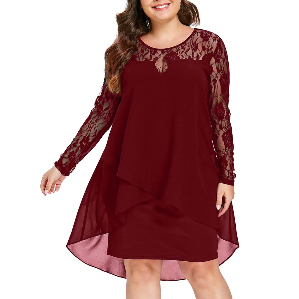 Plus Size Sheer Swing Saum Party kleid für Frauen Plus Size Plus Size Kleider für Frauen Party kleider für Plus Size Frauen Party