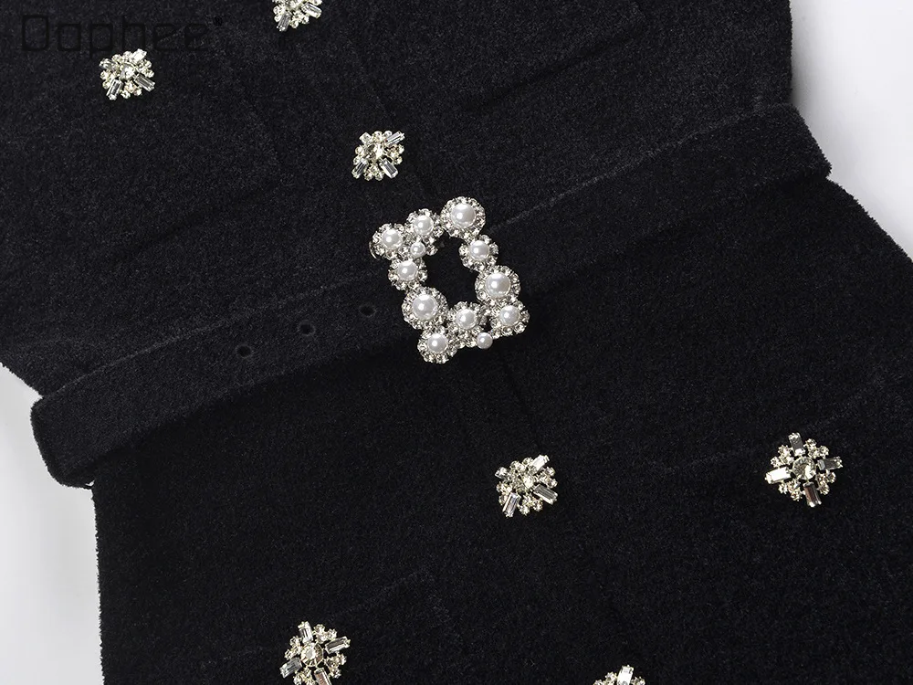 Sukienki wieczorowe w stylu francuskim, eleganckie, w stylu socjality, z tweedu, z koronkowymi wstawkami, modne, eleganckie, dopasowane, w kształcie litery A, kolekcja Jesień-Zima 2025.