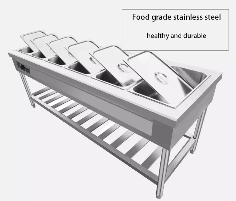 LYROE Commercial Equipment Freestanding Buffet Stainless Steel Electric Heating Thermal Display Tank Fast Food Warmer Counter