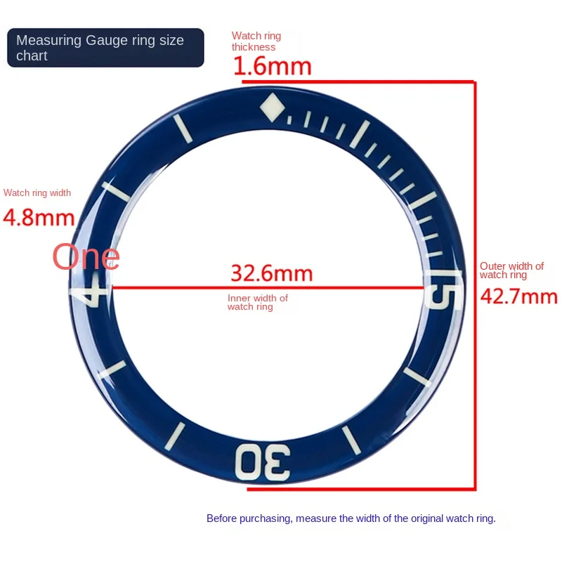 Sapphire timing ring graduated ring for Blancpain fifty fathoms dial outer ring 5015 watch ring mouth luminous watch bezel parts