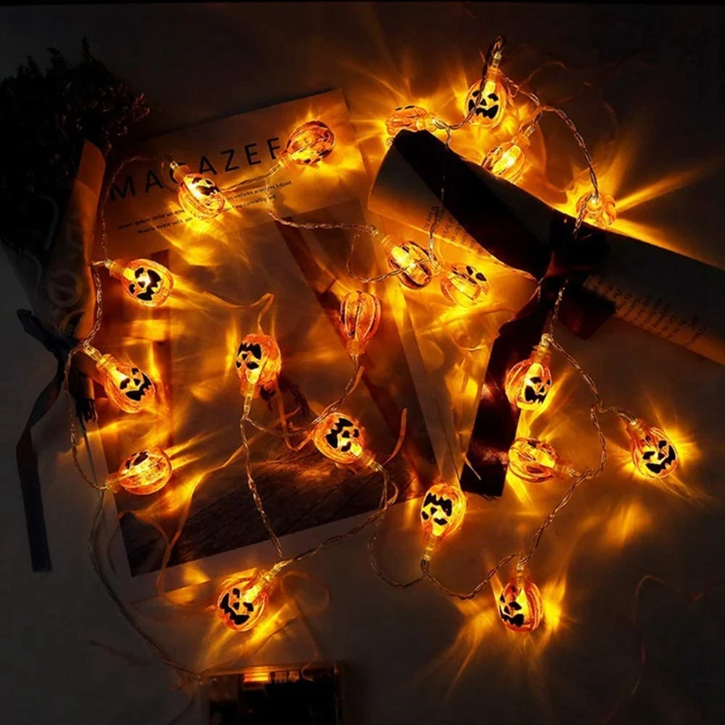 Halloween Decor Pumpkin String Lights, 9.8 Feet 20 Leds Battery Operated Halloween Light, Outdoor Halloween Decoration