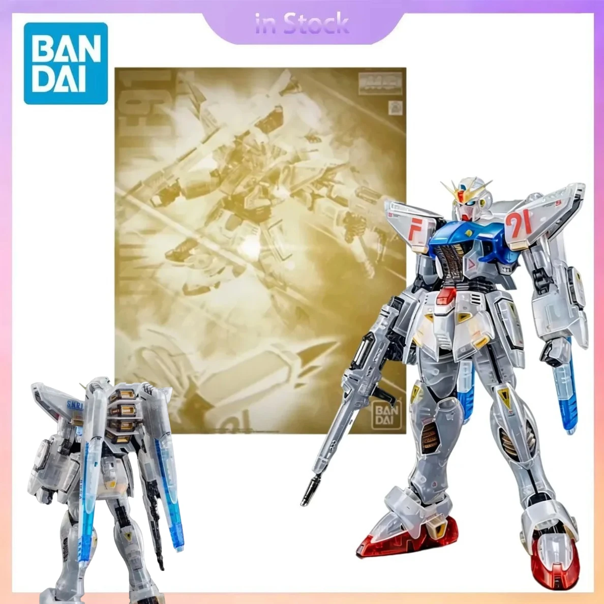 

In Stock Original Bandai Genuine MG 1/100 F91 Ver 2.0 Clear Gundam Anime Collection Action Figure Model Kits Gift for Boy girl
