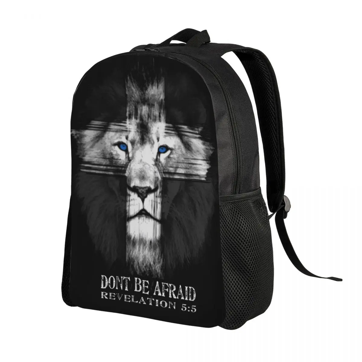 Customized Cool Lion Of Judah Jesus Cross Backpack Women Men Water Resistant College School Christian Faith Bag Printing Bookbag