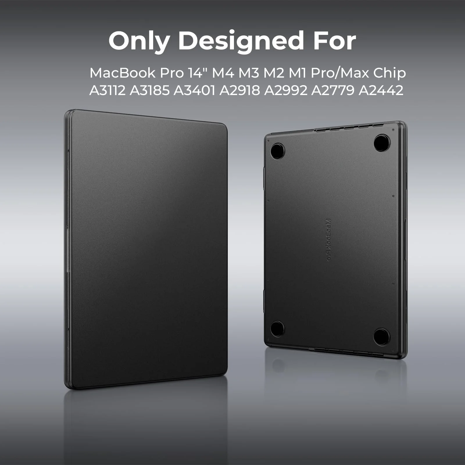 Eoocoo Case For Macbook Pro 14 Inch 2025 2024-2021 M4 M3 M2 M1 Pro Chip For Space Black Plastic Anti-Fingerprint Macbook Cover