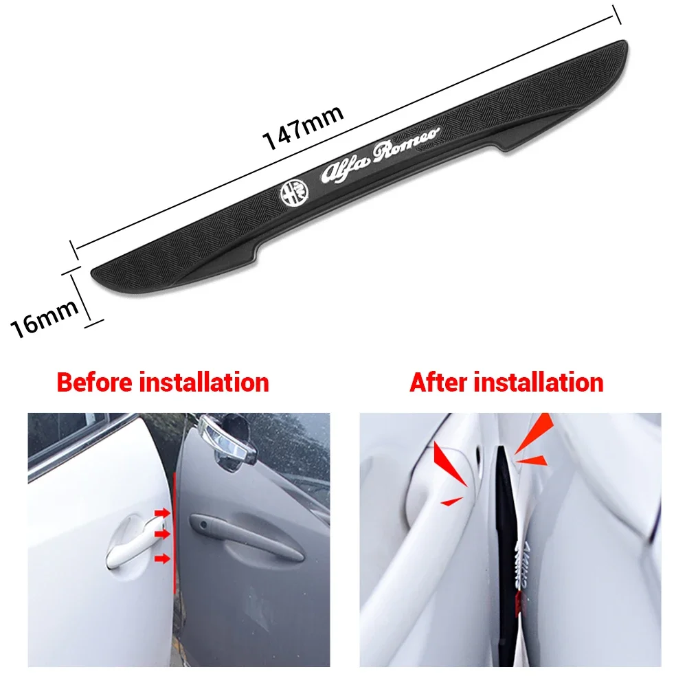 Hub Caps 4PCS Car Bumper Anti-collision Strips Door Protector Sticker For Alfa Romeo Giulietta GT 159 147 156 Giulia F1 Auto Acc