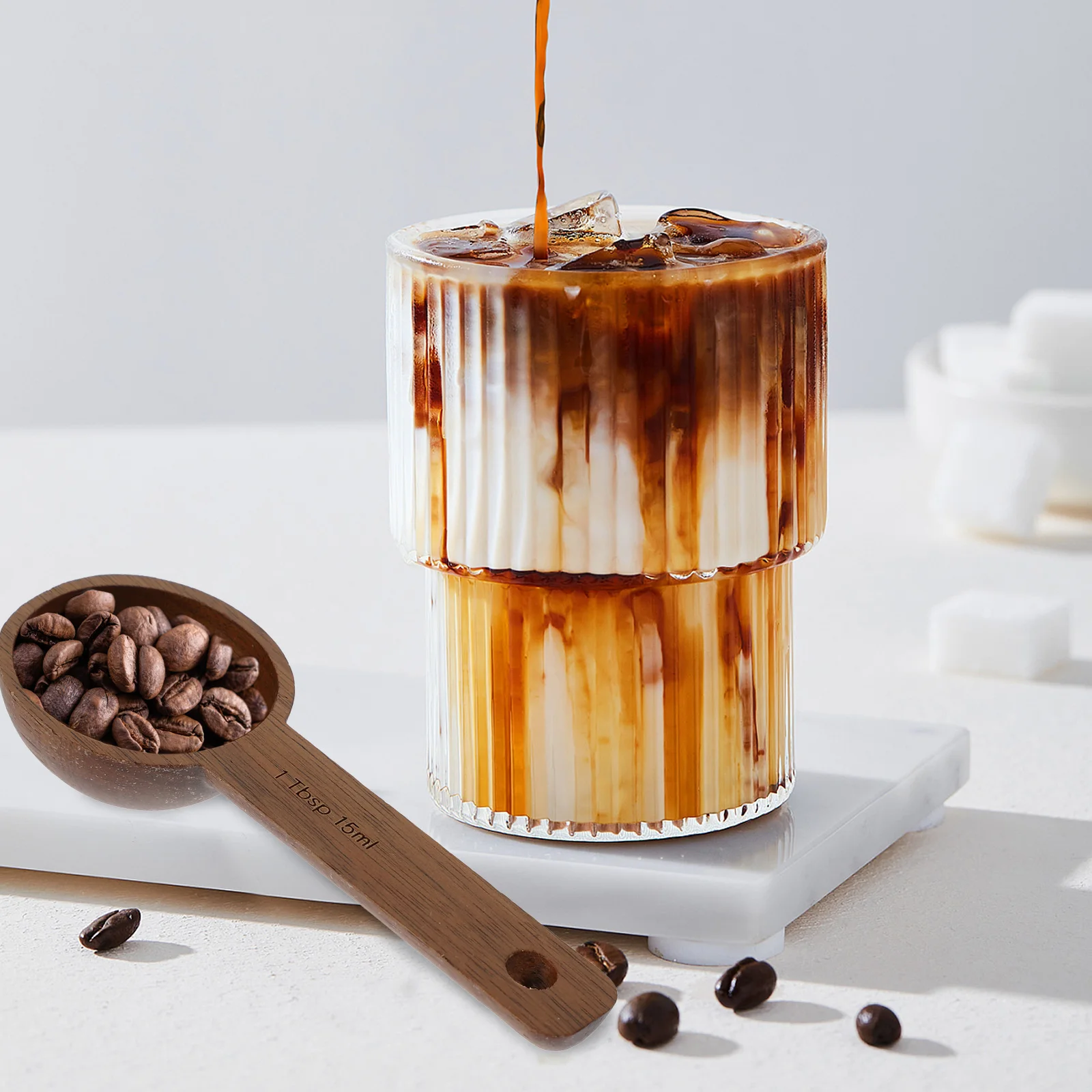 

4Pcs Black Walnut Wood Scoop Premium Coffee Measuring Spoon for Ground Coffee Tea Powder Kitchen Accessory Multi-Function Wooden