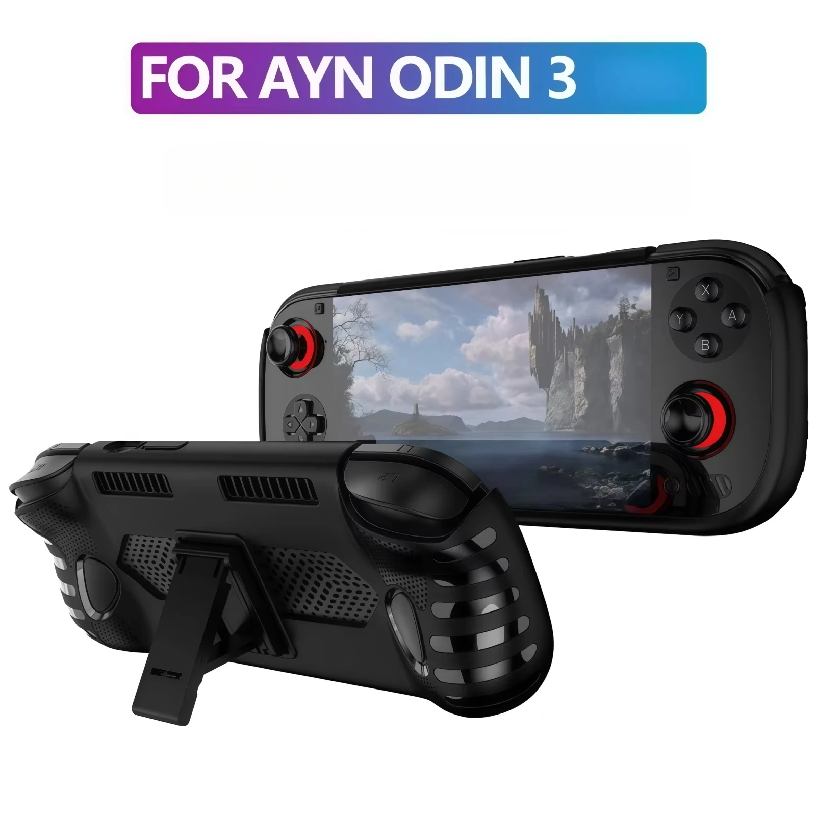 Silicone Protective Cover for AYN Odin 3 Case Soft Shockproof TPU Handheld Game Console Shell Full Protection with Stand Base