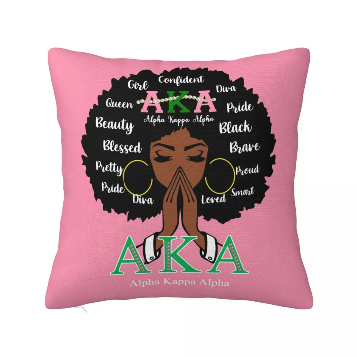 Alpha Sorority Kappa Alpha AKA Square Throw Pillow Case Cover Cushion Pillowcase Home Decor for Room Sofa Couch Bed - 2-Pack