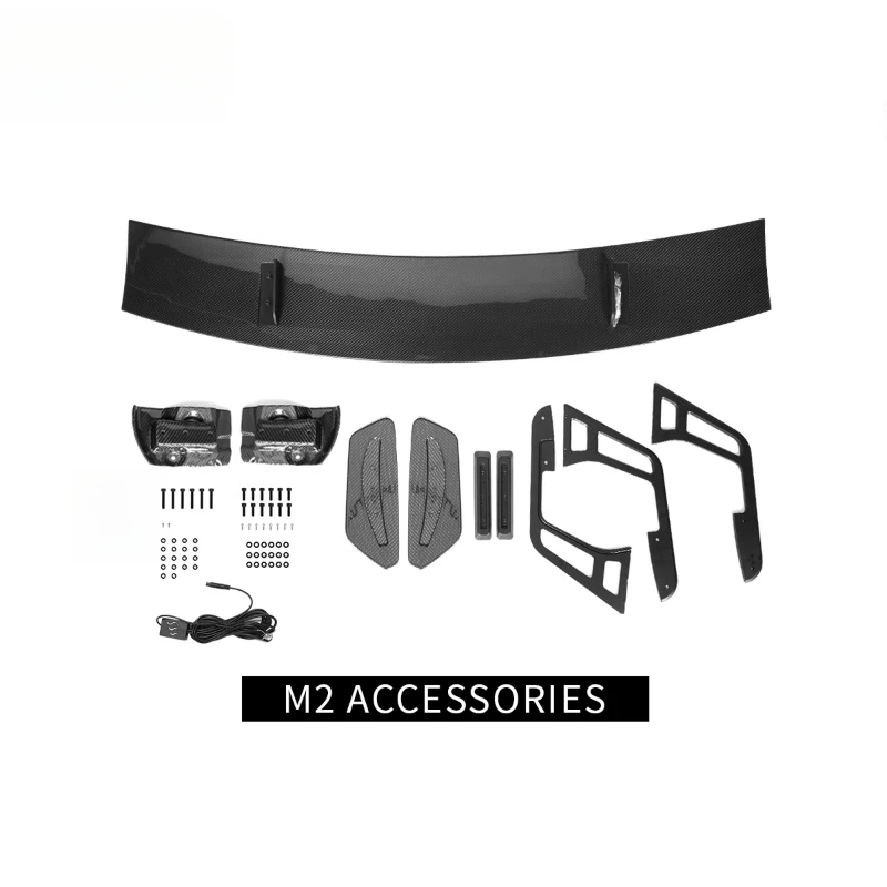 Dual Carbon Rear Bumper Spoiler Wing With Mounting Brackets Car Aero Tuning Accessories