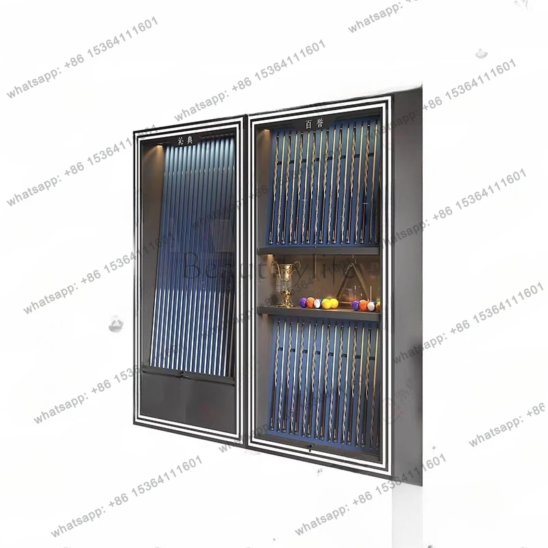 High-end billiard stick display cabinet transparent glass billiard equipment storage container